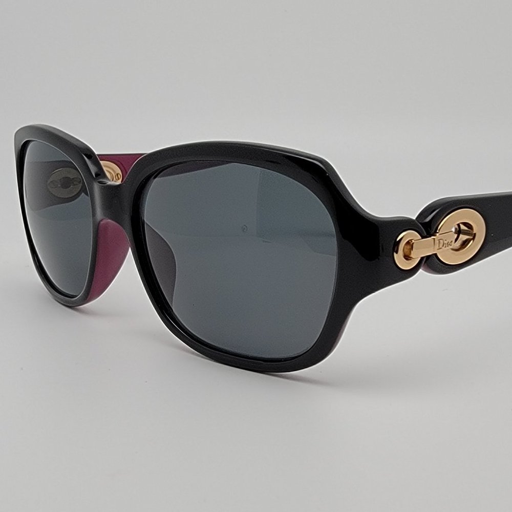 *SOLD* Christian Dior Diorissimo2N EWKYI Shiny Black Fuchsia Sunglasses FRAME - Picture 1 of 14